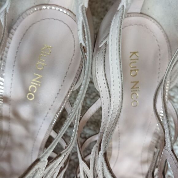 Klub Nico beige laser-cut leather sandal size 9.5M - Picture 9 of 14